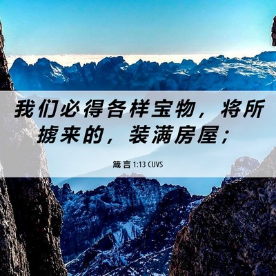 Picture 06 - 箴 言 1:13 CUVS - 我 们 必 得 各 样 宝 物 ， 将 所 掳 - Bible Verse Picture
