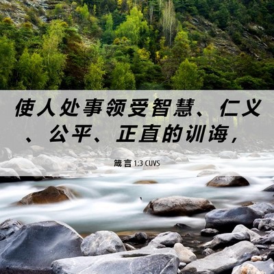 Picture 06 - 箴 言 1:3 CUVS - 使 人 处 事 领 受 智 慧 、 仁 义 、 - Bible Verse Picture
