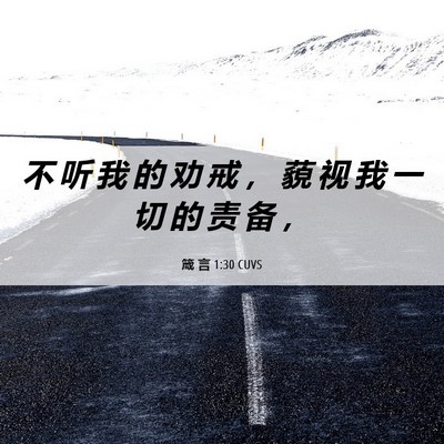 Picture 06 - 箴 言 1:30 CUVS - 不 听 我 的 劝 戒 ， 藐 视 我 一 切 - Bible Verse Picture