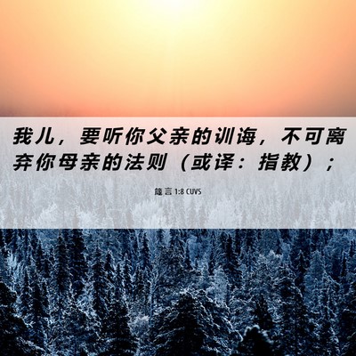 Picture 06 - 箴 言 1:8 CUVS - 我 儿 ， 要 听 你 父 亲 的 训 诲 ， - Bible Verse Picture