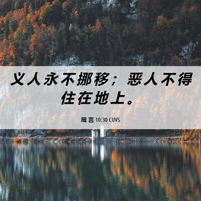 Picture 06 - 箴 言 10:30 CUVS - 义 人 永 不 挪 移 ； 恶 人 不 得 住 - Bible Verse Picture
