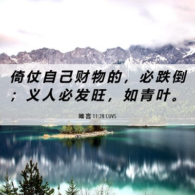 Picture 06 - 箴 言 11:28 CUVS - 倚 仗 自 己 财 物 的 ， 必 跌 倒 ； - Bible Verse Picture