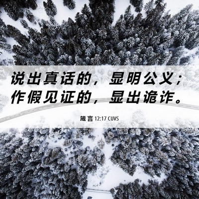 Picture 06 - 箴 言 12:17 CUVS - 说 出 真 话 的 ， 显 明 公 义 ； 作 - Bible Verse Picture