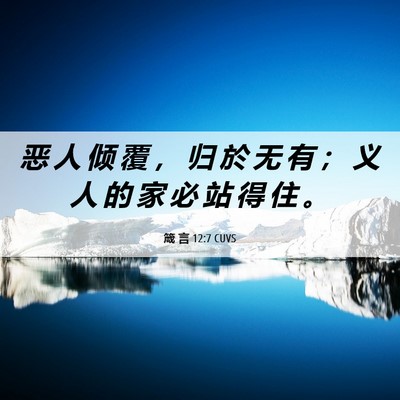 Picture 06 - 箴 言 12:7 CUVS - 恶 人 倾 覆 ， 归 於 无 有 ； 义 人 - Bible Verse Picture