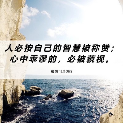 Picture 06 - 箴 言 12:8 CUVS - 人 必 按 自 己 的 智 慧 被 称 赞 ； - Bible Verse Picture