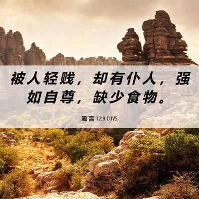 Picture 06 - 箴 言 12:9 CUVS - 被 人 轻 贱 ， 却 有 仆 人 ， 强 如 - Bible Verse Picture