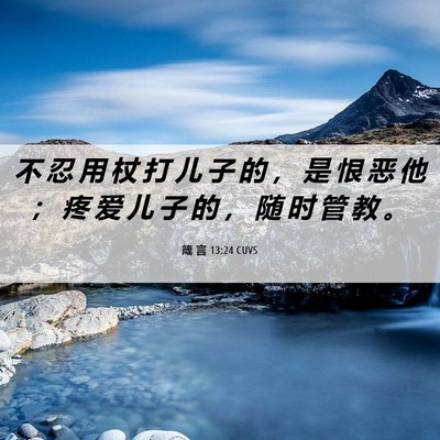 Picture 06 - 箴 言 13:24 CUVS - 不 忍 用 杖 打 儿 子 的 ， 是 恨 恶 - Bible Verse Picture