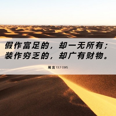 Picture 06 - 箴 言 13:7 CUVS - 假 作 富 足 的 ， 却 一 无 所 有 ； - Bible Verse Picture