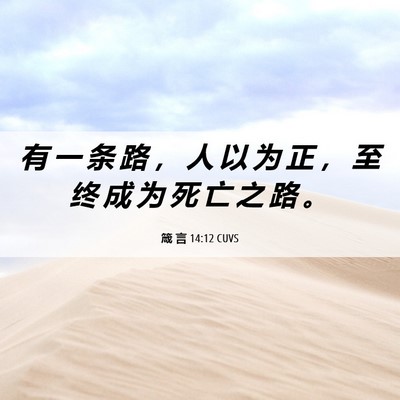 Picture 06 - 箴 言 14:12 CUVS - 有 一 条 路 ， 人 以 为 正 ， 至 终 - Bible Verse Picture