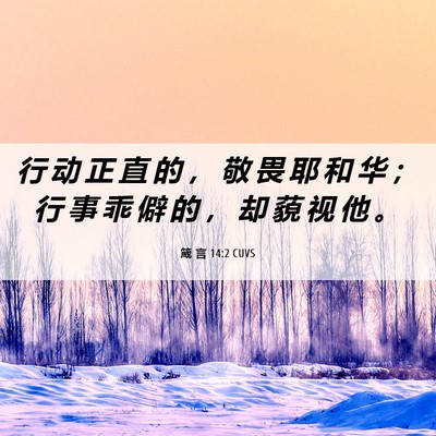 Picture 06 - 箴 言 14:2 CUVS - 行 动 正 直 的 ， 敬 畏 耶 和 华 ； - Bible Verse Picture