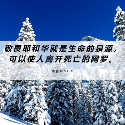 Picture 06 - 箴 言 14:27 CUVS - 敬 畏 耶 和 华 就 是 生 命 的 泉 源 - Bible Verse Picture