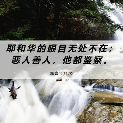 Picture 06 - 箴 言 15:3 CUVS - 耶 和 华 的 眼 目 无 处 不 在 ； 恶 - Bible Verse Picture