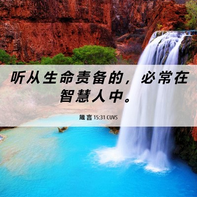 Picture 06 - 箴 言 15:31 CUVS - 听 从 生 命 责 备 的 ， 必 常 在 智 - Bible Verse Picture