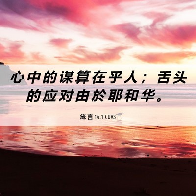 Picture 06 - 箴 言 16:1 CUVS - 心 中 的 谋 算 在 乎 人 ； 舌 头 的 - Bible Verse Picture