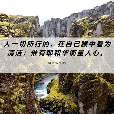 Picture 06 - 箴 言 16:2 CUVS - 人 一 切 所 行 的 ， 在 自 己 眼 中 - Bible Verse Picture
