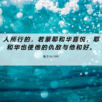 Picture 06 - 箴 言 16:7 CUVS - 人 所 行 的 ， 若 蒙 耶 和 华 喜 悦 - Bible Verse Picture