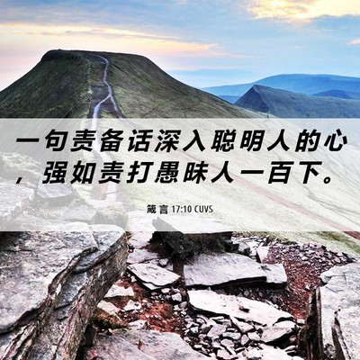 Picture 06 - 箴 言 17:10 CUVS - 一 句 责 备 话 深 入 聪 明 人 的 心 - Bible Verse Picture