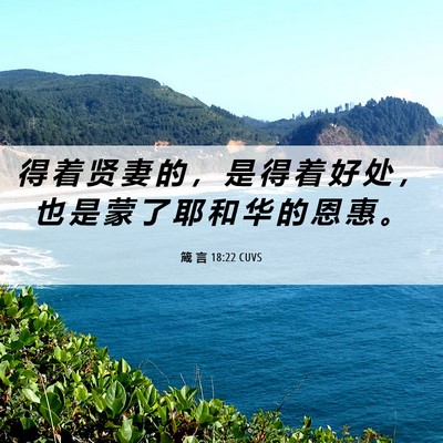 Picture 06 - 箴 言 18:22 CUVS - 得 着 贤 妻 的 ， 是 得 着 好 处 ， - Bible Verse Picture