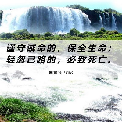 Picture 06 - 箴 言 19:16 CUVS - 谨 守 诫 命 的 ， 保 全 生 命 ； 轻 - Bible Verse Picture