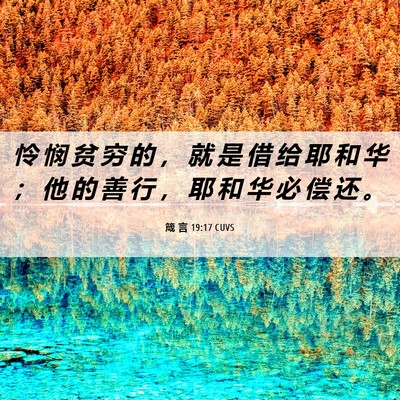 Picture 06 - 箴 言 19:17 CUVS - 怜 悯 贫 穷 的 ， 就 是 借 给 耶 和 - Bible Verse Picture