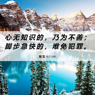 Picture 06 - 箴 言 19:2 CUVS - 心 无 知 识 的 ， 乃 为 不 善 ； 脚 - Bible Verse Picture