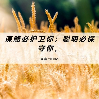 Picture 06 - 箴 言 2:11 CUVS - 谋 略 必 护 卫 你 ； 聪 明 必 保 守 - Bible Verse Picture
