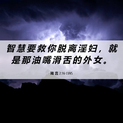 Picture 06 - 箴 言 2:16 CUVS - 智 慧 要 救 你 脱 离 淫 妇 ， 就 是 - Bible Verse Picture