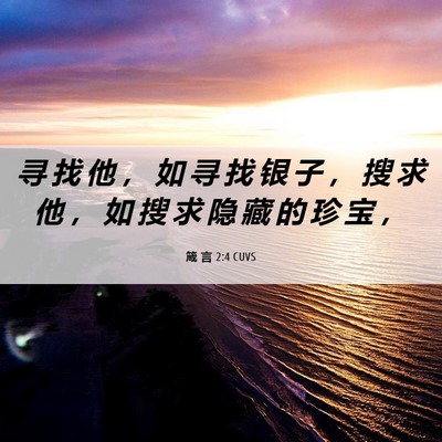 Picture 06 - 箴 言 2:4 CUVS - 寻 找 他 ， 如 寻 找 银 子 ， 搜 求 - Bible Verse Picture