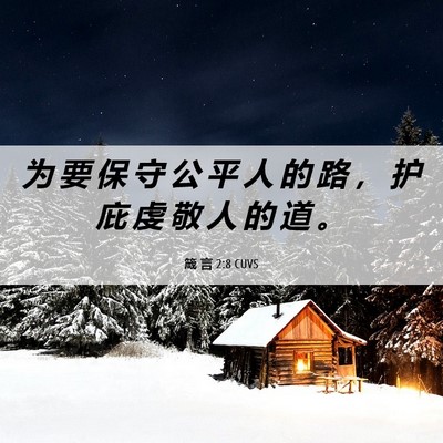 Picture 06 - 箴 言 2:8 CUVS - 为 要 保 守 公 平 人 的 路 ， 护 庇 - Bible Verse Picture