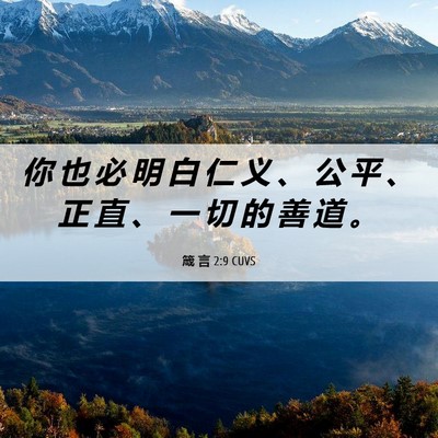 Picture 06 - 箴 言 2:9 CUVS - 你 也 必 明 白 仁 义 、 公 平 、 正 - Bible Verse Picture