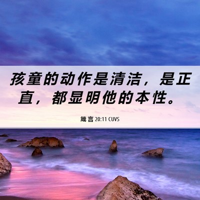 Picture 06 - 箴 言 20:11 CUVS - 孩 童 的 动 作 是 清 洁 ， 是 正 直 - Bible Verse Picture