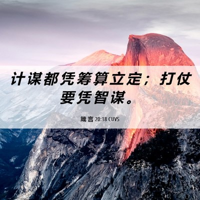 Picture 06 - 箴 言 20:18 CUVS - 计 谋 都 凭 筹 算 立 定 ； 打 仗 要 - Bible Verse Picture
