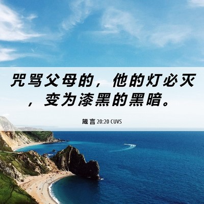 Picture 06 - 箴 言 20:20 CUVS - 咒 骂 父 母 的 ， 他 的 灯 必 灭 ， - Bible Verse Picture