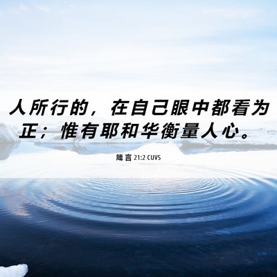 Picture 06 - 箴 言 21:2 CUVS - 人 所 行 的 ， 在 自 己 眼 中 都 看 - Bible Verse Picture