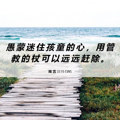 Picture 06 - 箴 言 22:15 CUVS - 愚 蒙 迷 住 孩 童 的 心 ， 用 管 教 - Bible Verse Picture