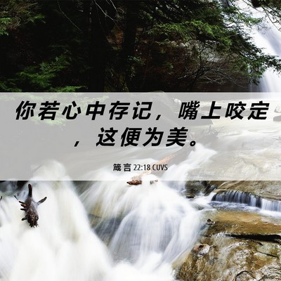 Picture 06 - 箴 言 22:18 CUVS - 你 若 心 中 存 记 ， 嘴 上 咬 定 ， - Bible Verse Picture