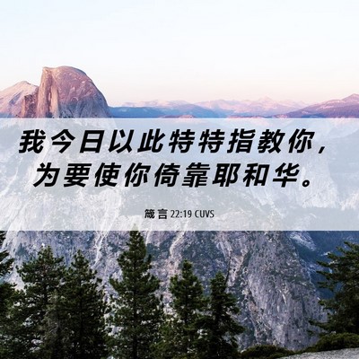 Picture 06 - 箴 言 22:19 CUVS - 我 今 日 以 此 特 特 指 教 你 ， 为 - Bible Verse Picture