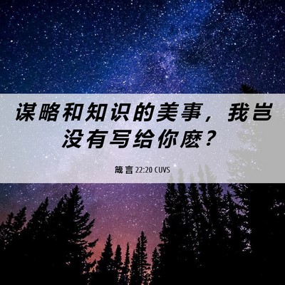 Picture 06 - 箴 言 22:20 CUVS - 谋 略 和 知 识 的 美 事 ， 我 岂 没 - Bible Verse Picture