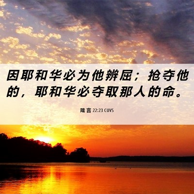 Picture 06 - 箴 言 22:23 CUVS - 因 耶 和 华 必 为 他 辨 屈 ； 抢 夺 - Bible Verse Picture