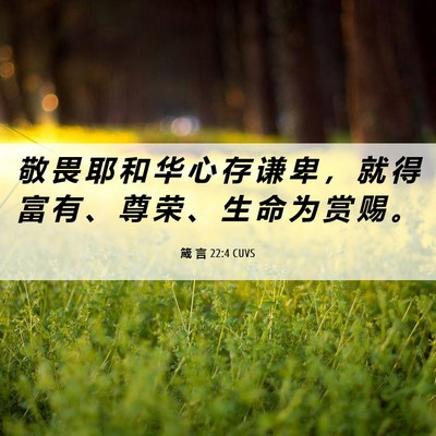 Picture 06 - 箴 言 22:4 CUVS - 敬 畏 耶 和 华 心 存 谦 卑 ， 就 得 - Bible Verse Picture