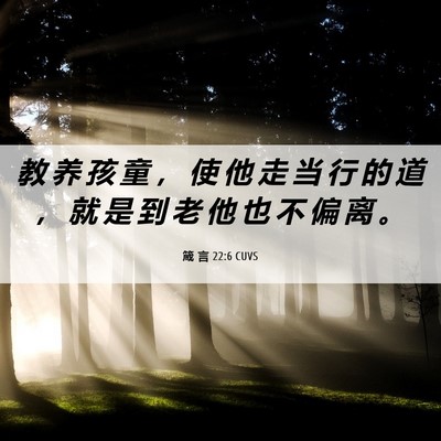 Picture 06 - 箴 言 22:6 CUVS - 教 养 孩 童 ， 使 他 走 当 行 的 道 - Bible Verse Picture