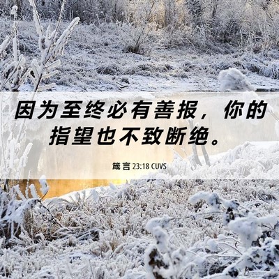 Picture 06 - 箴 言 23:18 CUVS - 因 为 至 终 必 有 善 报 ， 你 的 指 - Bible Verse Picture