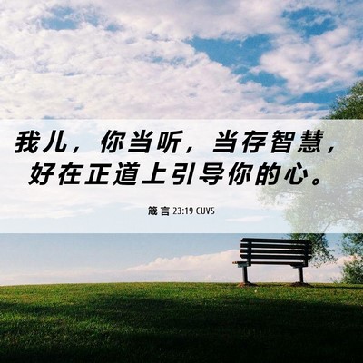 Picture 06 - 箴 言 23:19 CUVS - 我 儿 ， 你 当 听 ， 当 存 智 慧 ， - Bible Verse Picture