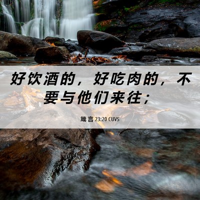 Picture 06 - 箴 言 23:20 CUVS - 好 饮 酒 的 ， 好 吃 肉 的 ， 不 要 - Bible Verse Picture