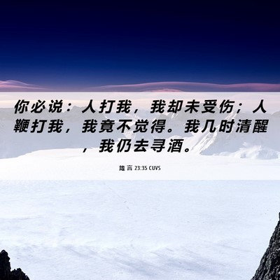 Picture 06 - 箴 言 23:35 CUVS - 你 必 说 ： 人 打 我 ， 我 却 未 受 - Bible Verse Picture