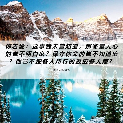Picture 06 - 箴 言 24:12 CUVS - 你 若 说 ： 这 事 我 未 曾 知 道 ， - Bible Verse Picture