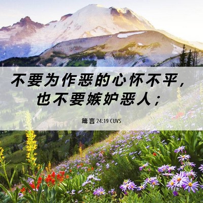 Picture 06 - 箴 言 24:19 CUVS - 不 要 为 作 恶 的 心 怀 不 平 ， 也 - Bible Verse Picture