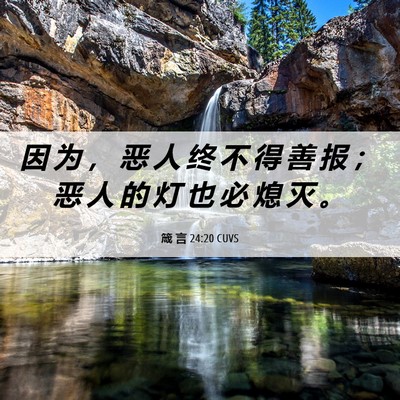 Picture 06 - 箴 言 24:20 CUVS - 因 为 ， 恶 人 终 不 得 善 报 ； 恶 - Bible Verse Picture
