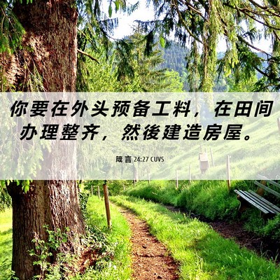 Picture 06 - 箴 言 24:27 CUVS - 你 要 在 外 头 预 备 工 料 ， 在 田 - Bible Verse Picture
