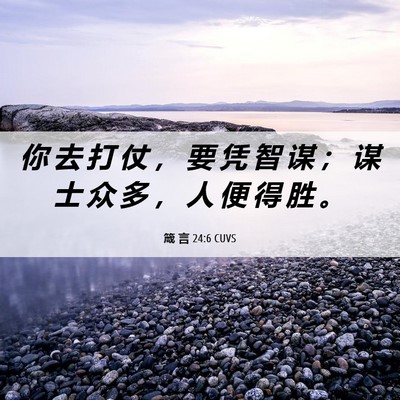 Picture 06 - 箴 言 24:6 CUVS - 你 去 打 仗 ， 要 凭 智 谋 ； 谋 士 - Bible Verse Picture